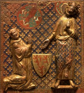 Begravelsestavle: Guy de Meyos knæler foran Saint Louis (Louis IX af Frankrig af French School