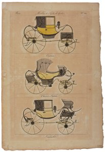 Møbler og smagsgenstande, nr. 32, Phaeton Simple (farvet gravering) af French School