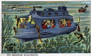 Futuredays: A Nineteenth Century Vision of the Year 2000 Series: A Underwater Bus. Kromolitografi af Villemard af French School