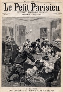 Spillehus i Paris: Politirazzia i en spilleklub (kasino). En af avisen "Le Petit Parisien"" den 26/02/1893 (gravering) af French School