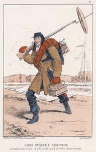 Guard National Sedentary (farvet indgravering) af French School