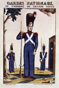 Nationalgarden i uniform af stor påklædning - billede fra Epinal af Georgin, red. Pellerin af French School