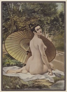 Geisha i bad (farve litho) af French School