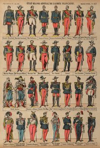 Generalstab for den franske hær (farvet gravering) af French School