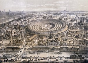 Generelt billede af Exposition Universelle i 1867, taget fra Trocadero-bakken, Paris, 1867 af French School
