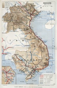Geografisk kort over Indokina. I "La mise en valeur des colonies francaises", Albert Sarraut af French School