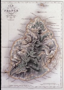 Geografisk kort over Mauritius (Anc. Ile de France) - gravering af French School