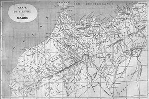 Geografisk kort over Marokkos imperium i 859. Indgravering i "" Le Monde Illustré"" nr. 129 af 1. oktober 1859. af French School