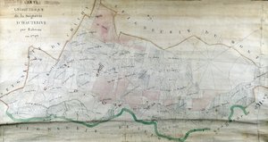 Geometrisk kort over Hauterives seigneury af Labrune i 1787. af French School