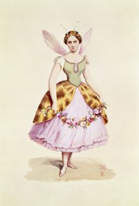 Pige i et bikostume, Bonaparte-emblemet, som båret til en fest med udklædning givet af Napoleon III og kejserinde Eugenie, 9. februar 1863 (wc på papir) af French School