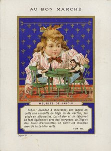 Pige leger med dukker og miniaturemøbler, Meubles De Jardin af French School