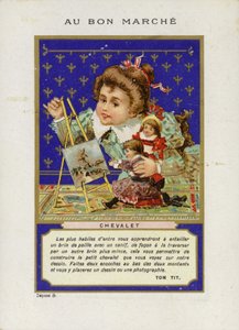Pige leger med dukker og maler, Chevalet af French School