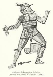 Gladiator fra Reims mosaik (gravering) af French School