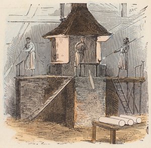 Glasfremstilling (farvet gravering) af French School