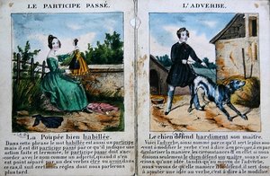 Grammatikbog for børn. ca. 1850 (farve litho) af French School