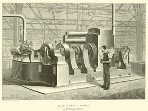 Grande Machine a Lumiere af M Thomas Edison (gravering) af French School