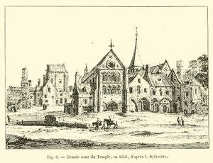 Templets store gårdsplads i 1650; efter I Sylvester af French School