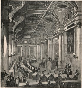 Stort mødelokale ved Statsrådet i Paris - Indgravering i "Tableau-de-Paris" af Edmond Texier 1852 af French School