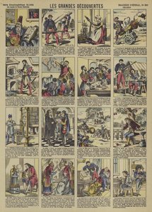 Store opdagelser (farve litho) af French School