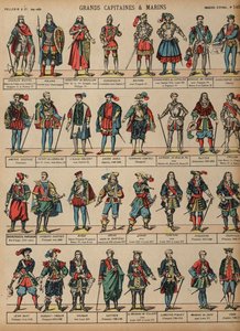 Store militærfigurer (farvet indgravering) af French School