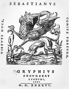 Griffin printere emblem af Sebastianus Gryphius, Lyon, 1546 af French School