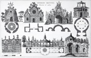 Grottedesign fra Anglo-Chinese Gardens af George Louis Le Rouge, udgivet 1775-78 af French School