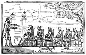 Gruppemagnetisk terapi, illustration fra Therapeutique Magnetique af Baron du Potet, 1863 af French School