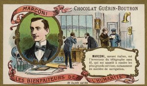 Guglielmo Marconi, italiensk opfinder og radiopioner (chromolitho) af French School