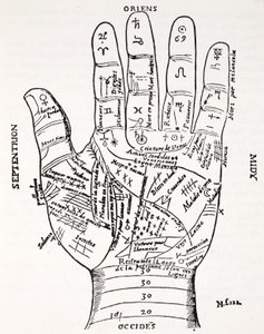 Hånd med symboler: Nord, Øst, Midy, Vest af French School
