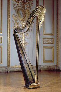 Harpe tilhørende dronning Marie Antoinette (malet og forgyldt træ)