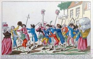 Lederne af to af Kings vagter dræbt den 5. oktober 1789 i Versailles af den parisiske pøbel bliver båret i triumf til Paris af French School