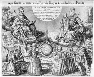 Henri IV (1553-1610) med sin familie, 1607 af French School