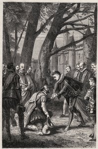 Henry III og Henry af Navarra fremtidige Henry IV mødes i Plessis-les-Tours den 30. april af French School