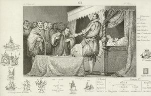Henry III of France on his deathbed, 1589  af French School