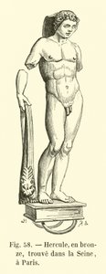 Herkules, i bronze, fundet i Seinen, Paris (gravering) af French School