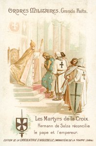 Hermann von Salza, stormester for de teutoniske riddere, skaber en forsoning mellem pave Gregor IX og kejser Frederik II af French School