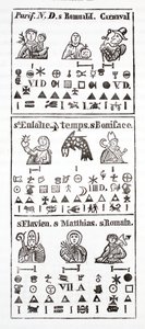 Hieroglyfiske tegn i en almanak af French School