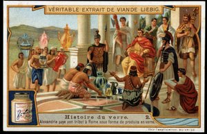 Glass historie: Alexandria hylder Rom i form af glasprodukter - Liebig Chromolithography af French School