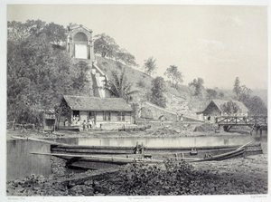De franske koloniers historie: udsigt over vandslottet eller Gueydon-kanalen ved Fort de France på Martinique (Antillerne), slutningen af det 19. århundrede Chartres musee des Beaux Arts af French School