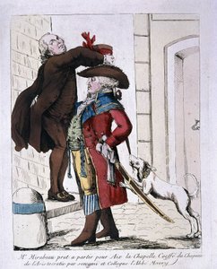 Honore Gabriel (Honore-Gabriel) Riqueti, greve af Mirabeau (1749-1791) iført aristokratiets hat af Abbé Maury forbereder sig på at rejse til Aachen, slutningen af det 18. århundrede af French School