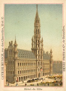 Hotel de Ville, Grand Place, Bruxelles (chromolitho) af French School