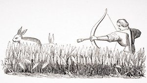 How to Allure the Hare, efter en miniature i det 15. århundredes manuskript af Phoebus, fra 