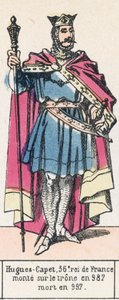 Hugues-Capet, 36. konge af Frankrig, besteg tronen i 987, døde i 997 (farvestik) af French School