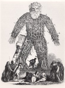 Menneskeofring af galliske druider i en fletmand, fra Magasin Pittoresque, 1833 af French School