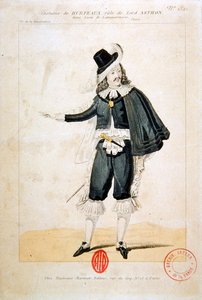 Hurteaux i rollen som Lord Enrico Ashton, i operaen Lucie de Lammermoor, af Gaetano Donizetti (1797-1848) (farvestik) af French School
