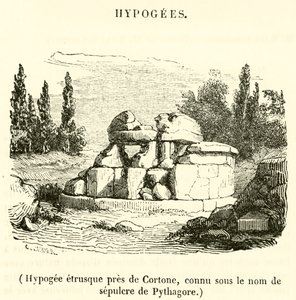 Hypogee etrusque pres de Cortone, connu sous le nom de sepulcre de Pythagore (gravering) af French School