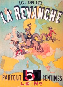 Her læser vi La Revanche overalt 5 centimes tallet, 1886 af French School