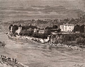 Ile Barbe midt i Saone, i Lyon 9. arrondissement - indgravering i "La France illustree: geografi, historie, statistisk administration"" af V.-A. Malt-brun. 1884 af French School