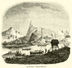 Ile de Taiti, Baie de Matavai (gravering) af French School