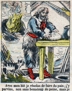 Illustration til Daniel Defoes Bog (De foe) "" Robinson Crusoe"". Epinal billeddannelse fra slutningen af det 19. århundrede. af French School